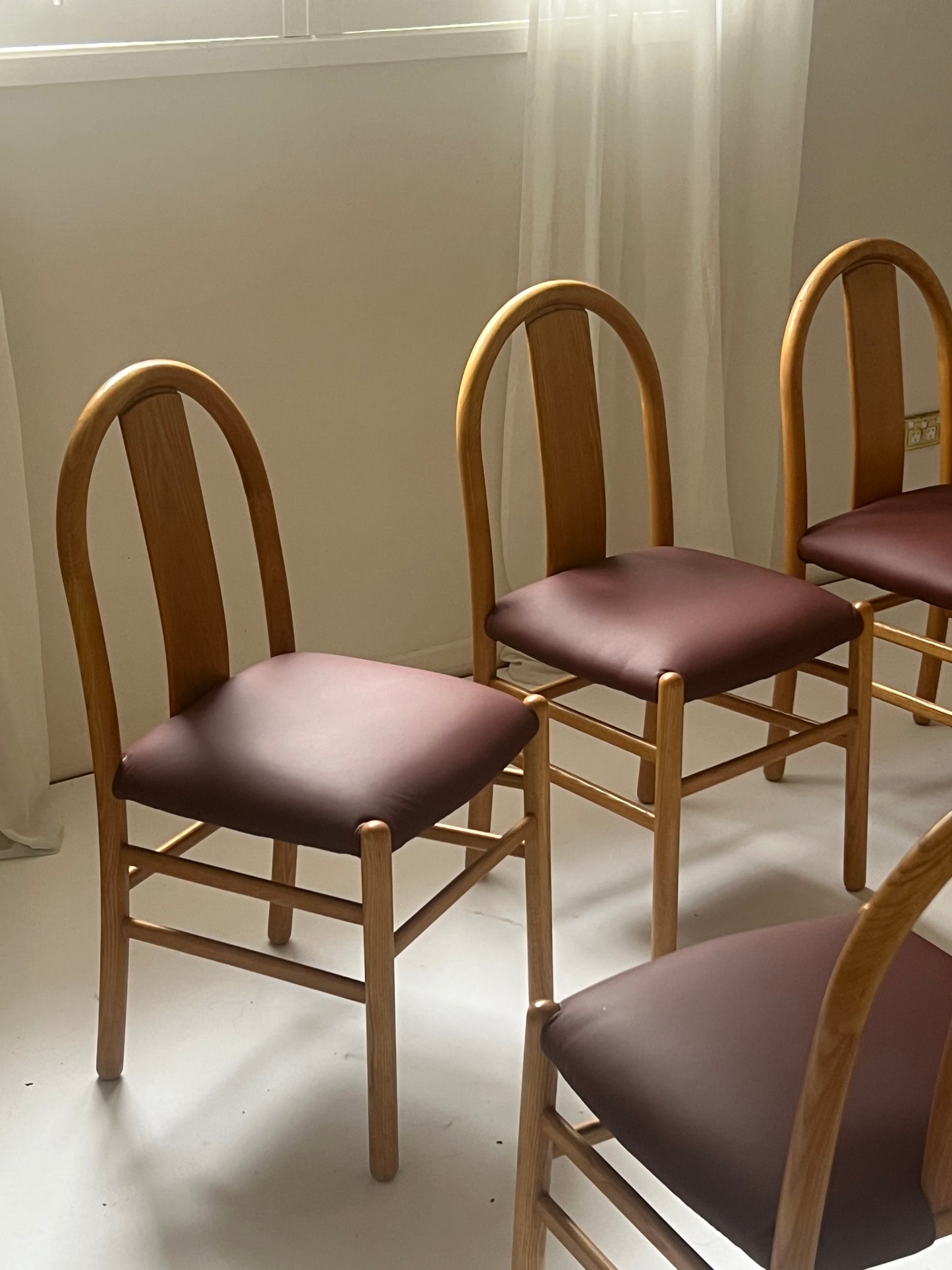 Newly Reupholstered Leather Dining Chair by Fratelli Montina - 1970s Italy (12 Available)