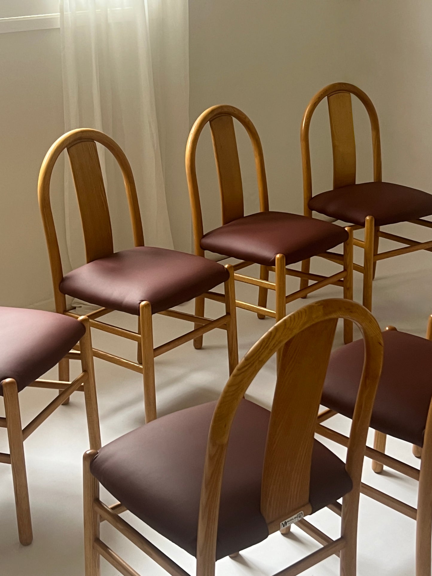 Newly Reupholstered Leather Dining Chair by Fratelli Montina - 1970s Italy (12 Available)