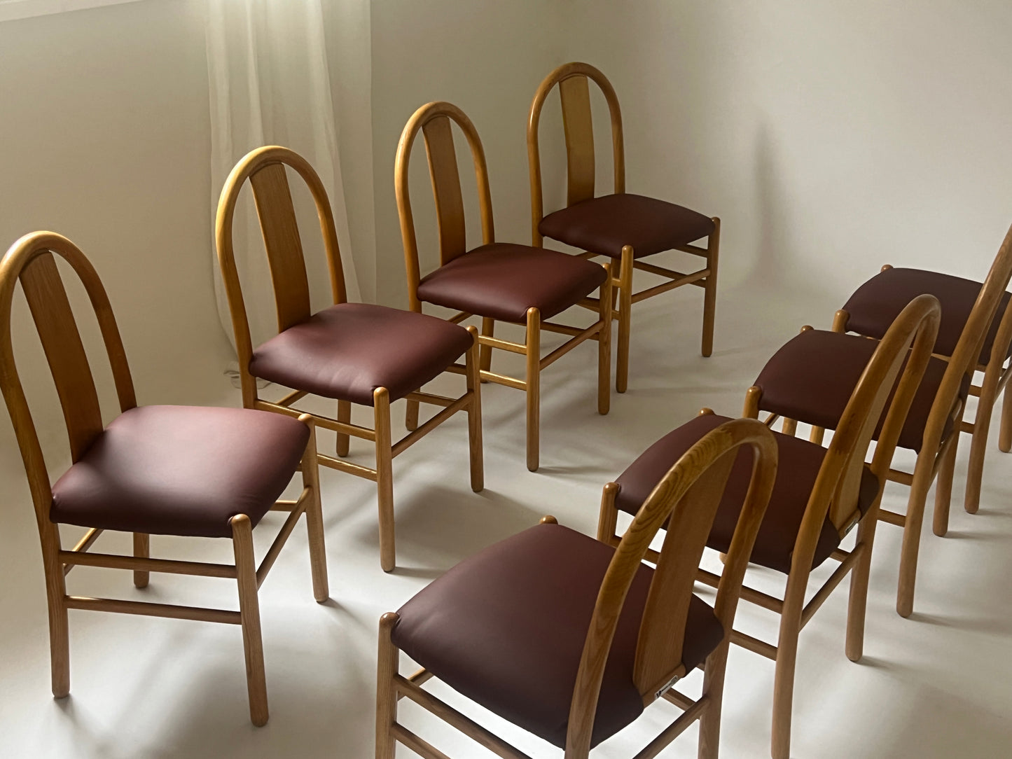 Newly Reupholstered Leather Dining Chair by Fratelli Montina - 1970s Italy (12 Available)