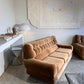 Vintage Tufted Caramel Velvet Sofa