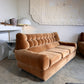 Vintage Tufted Caramel Velvet Sofa
