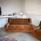 Vintage Tufted Caramel Velvet Sofa