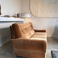 Vintage Tufted Caramel Velvet Sofa