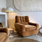 Vintage Tufted Caramel Velvet Armchair