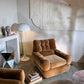 Vintage Tufted Caramel Velvet Armchair