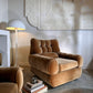 Vintage Tufted Caramel Velvet Armchair