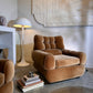 Vintage Tufted Caramel Velvet Armchair