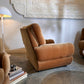 Vintage Tufted Caramel Velvet Armchair