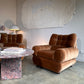 Vintage Tufted Caramel Velvet Armchair