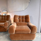 Vintage Tufted Caramel Velvet Armchair