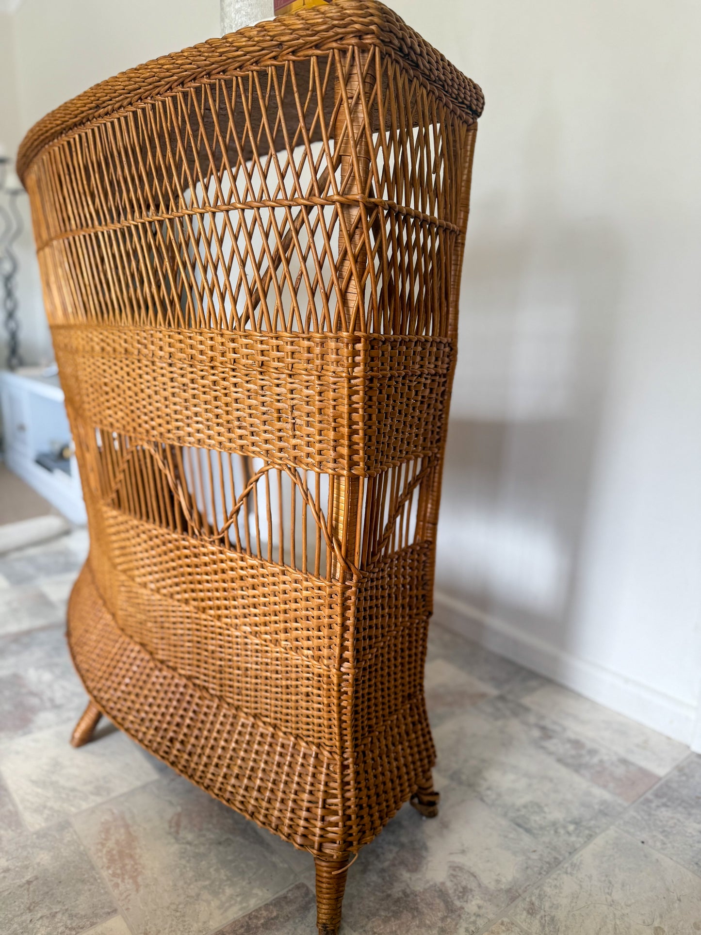 1960s Bamboo & Wicker Dry Bar – In the Style of Tito Agnoli
