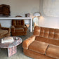 Vintage Tufted Caramel Velvet Sofa
