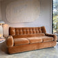 Vintage Tufted Caramel Velvet Sofa