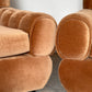 Vintage Tufted Caramel Velvet Armchair