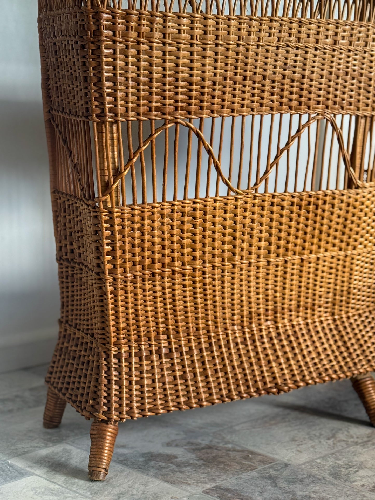 1960s Bamboo & Wicker Dry Bar – In the Style of Tito Agnoli