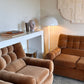 Vintage Tufted Caramel Velvet Armchair