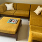 Mustard Velvet Modular Sofa & Ottoman Set