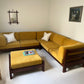 Mustard Velvet Modular Sofa & Ottoman Set