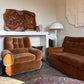 Vintage Tufted Caramel Velvet Armchair