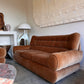Vintage Tufted Caramel Velvet Sofa