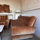 Vintage Tufted Caramel Velvet Sofa