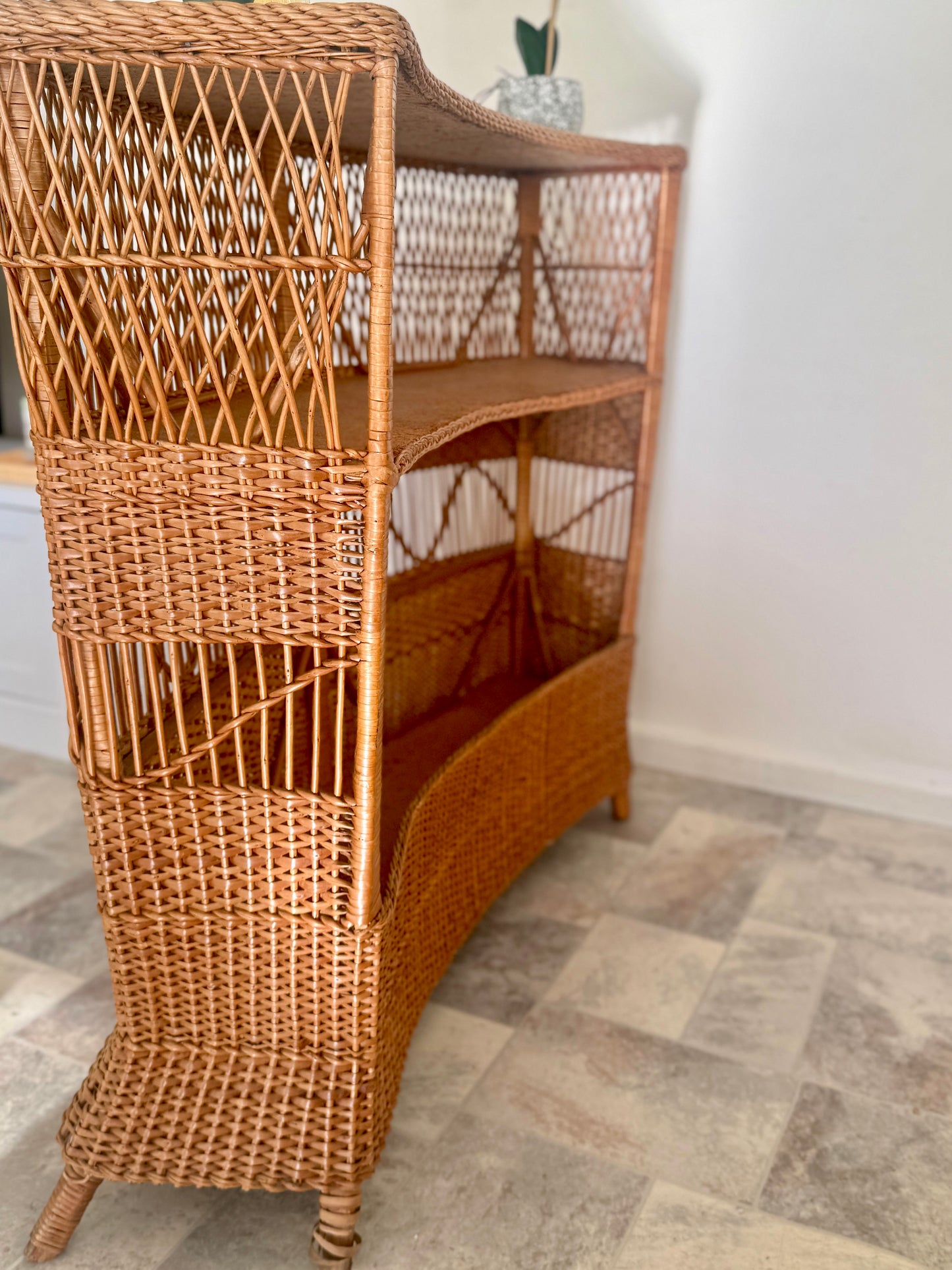 1960s Bamboo & Wicker Dry Bar – In the Style of Tito Agnoli