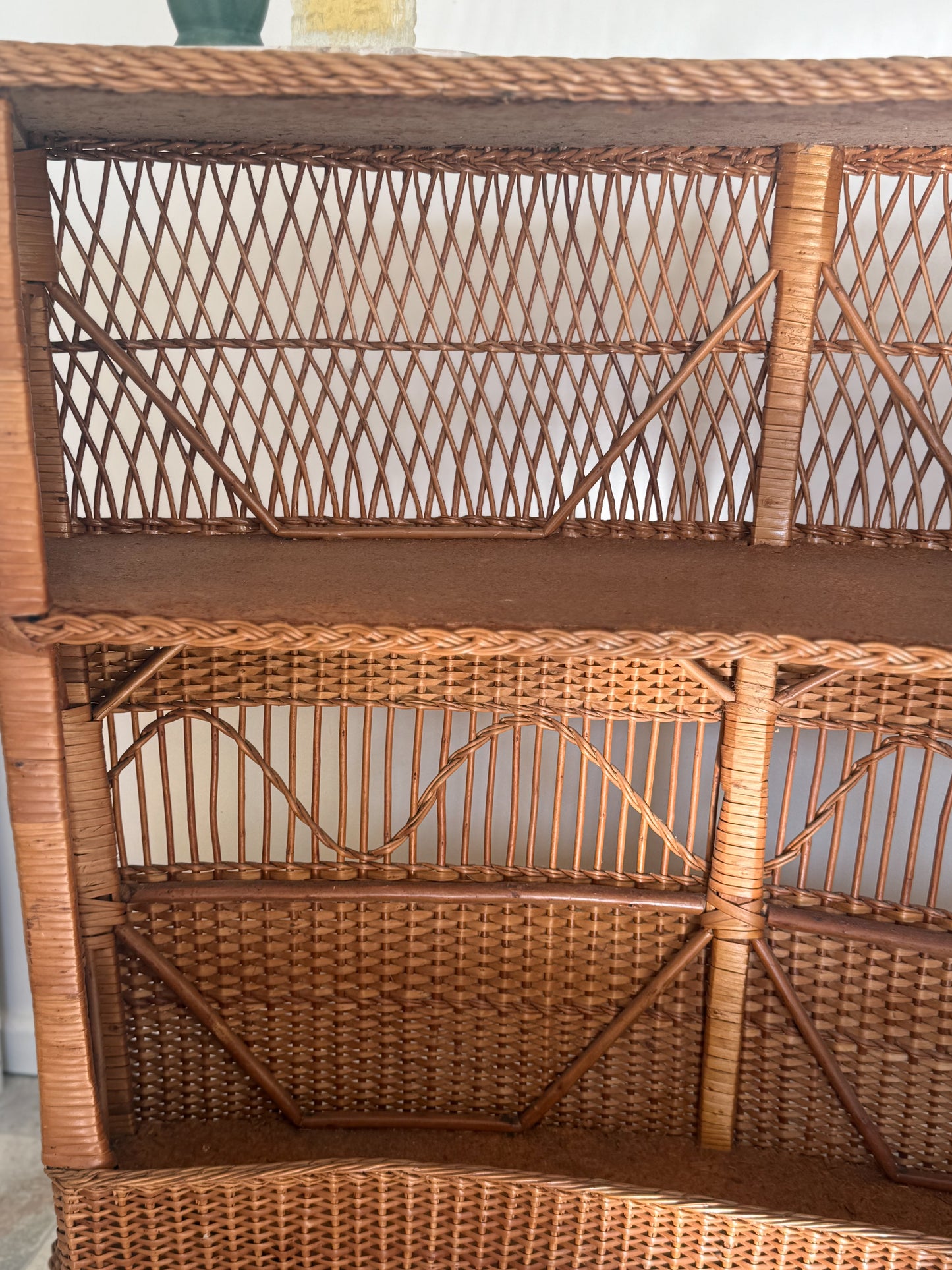 1960s Bamboo & Wicker Dry Bar – In the Style of Tito Agnoli