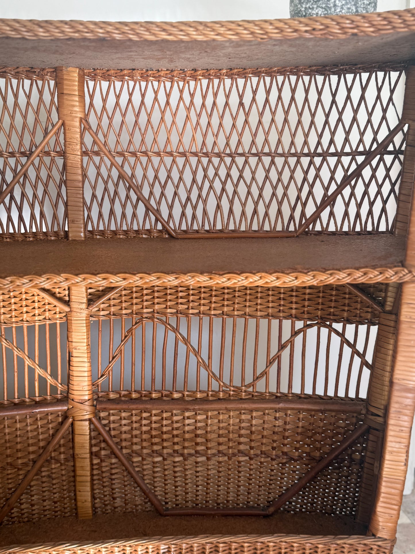 1960s Bamboo & Wicker Dry Bar – In the Style of Tito Agnoli