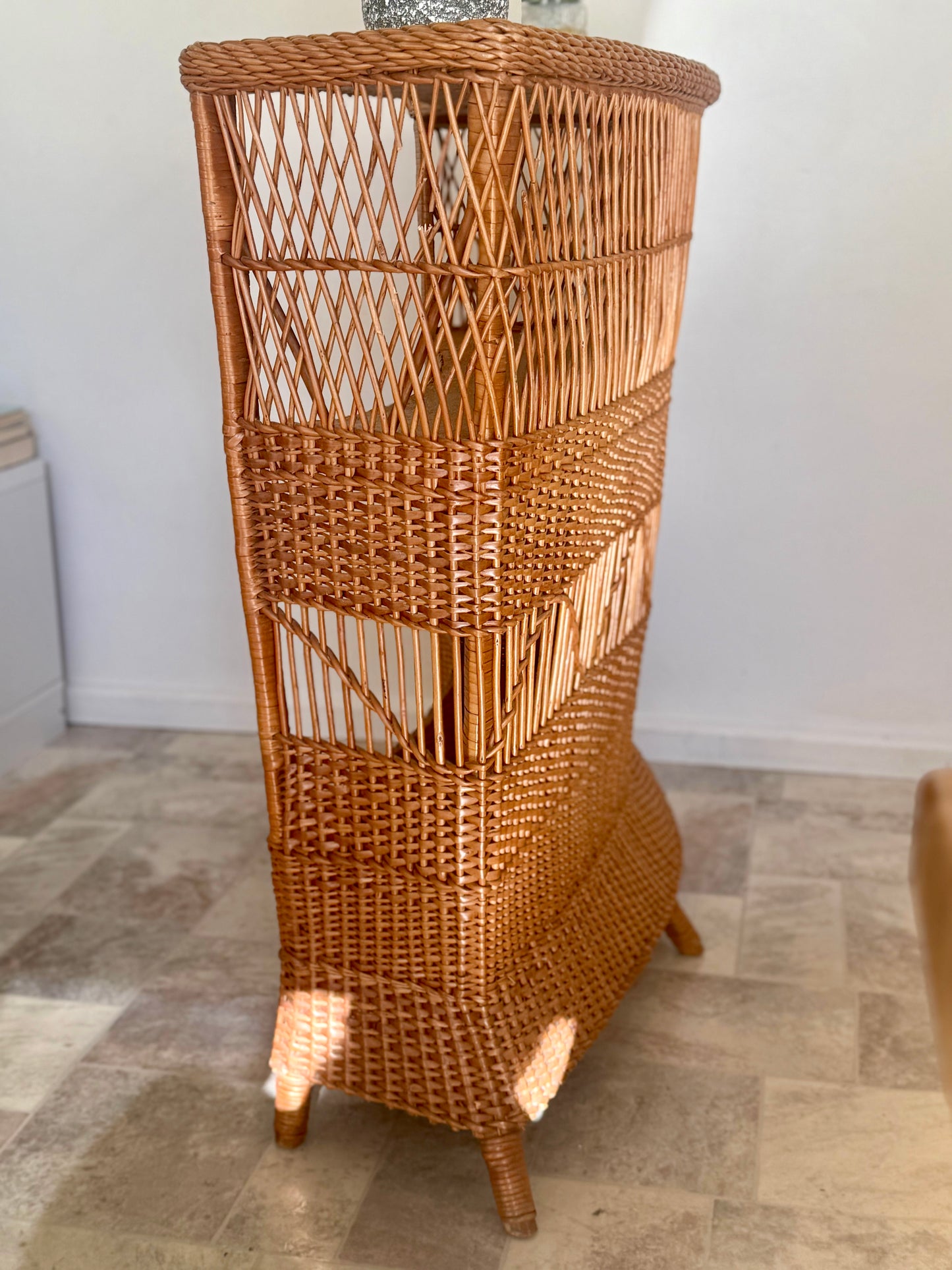 1960s Bamboo & Wicker Dry Bar – In the Style of Tito Agnoli