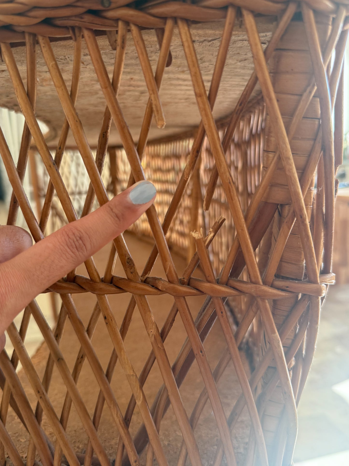 1960s Bamboo & Wicker Dry Bar – In the Style of Tito Agnoli