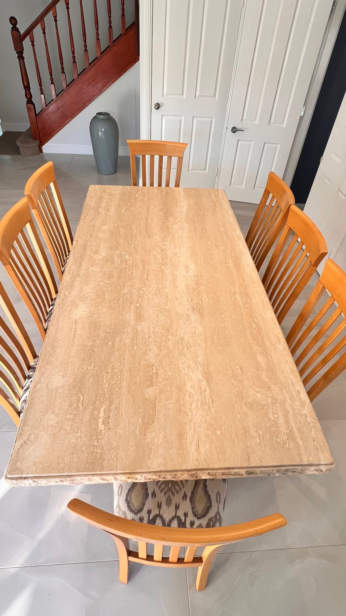 Solid Natural Stone Travertine Dining Table