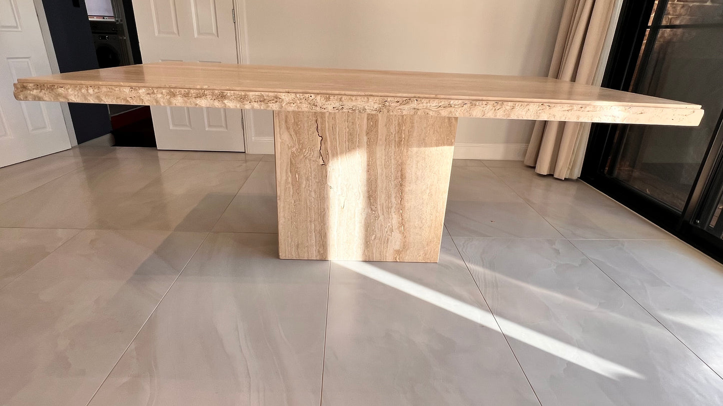Solid Natural Stone Travertine Dining Table