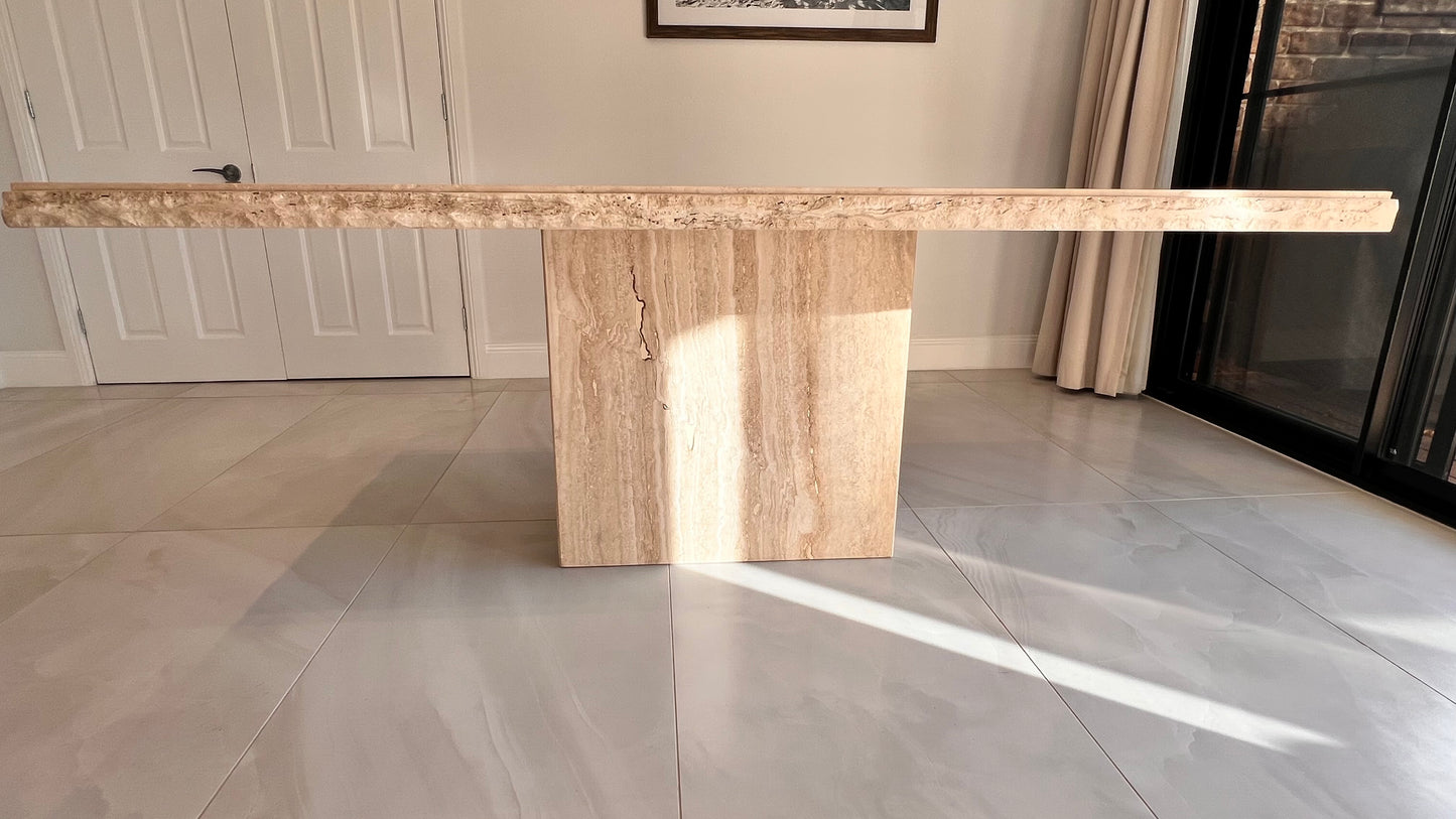 Solid Natural Stone Travertine Dining Table