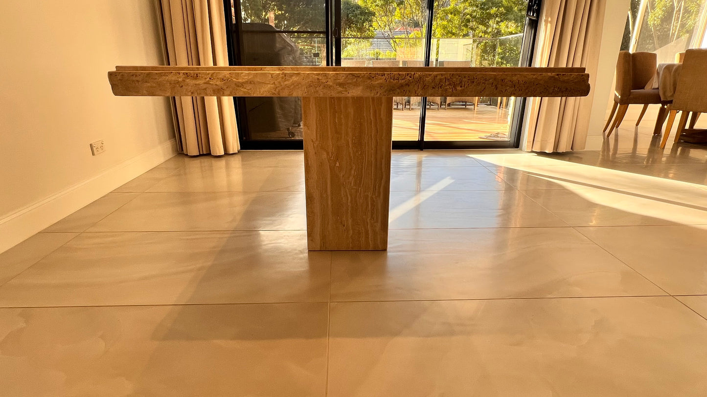 Solid Natural Stone Travertine Dining Table