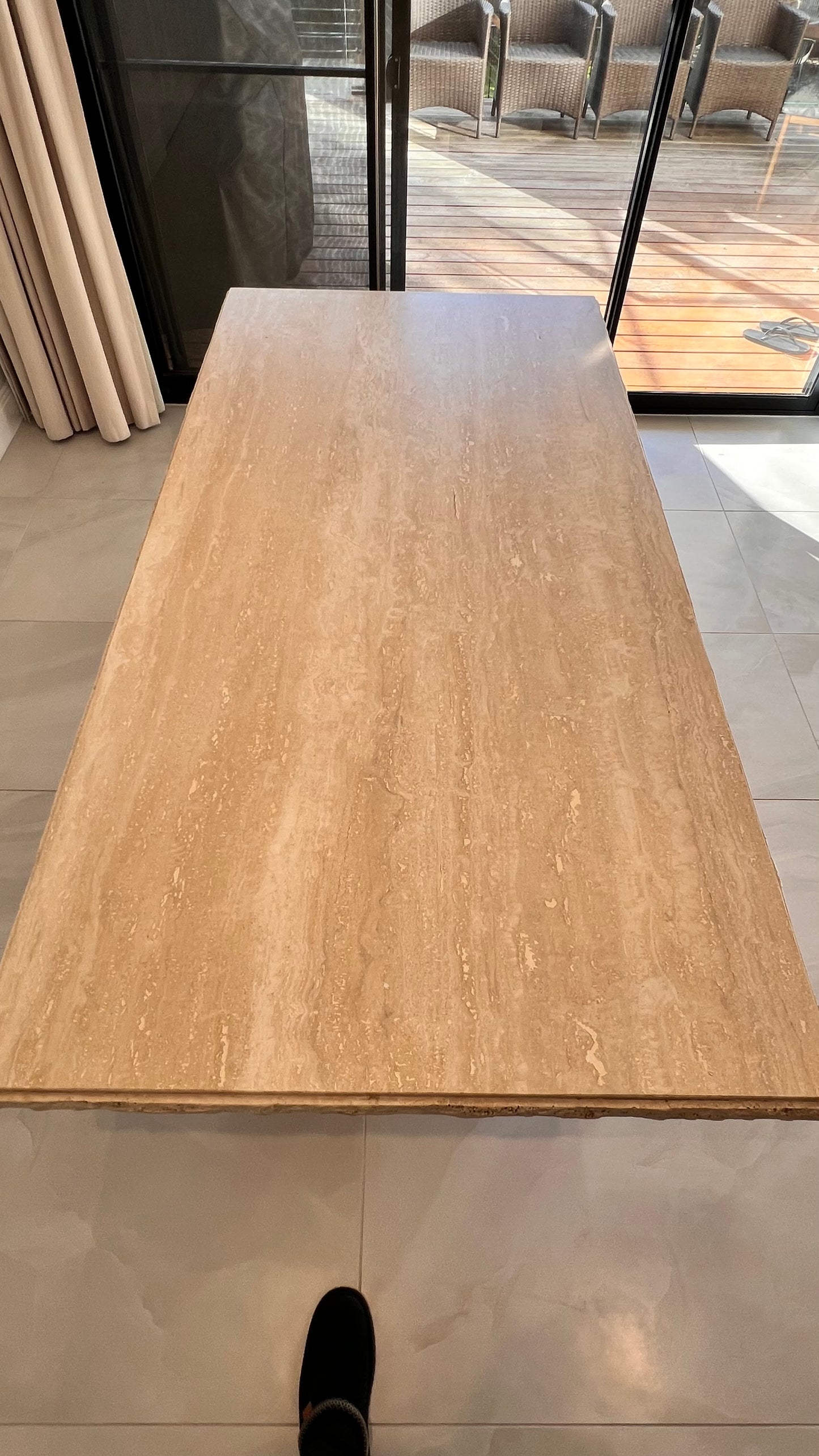 Solid Natural Stone Travertine Dining Table