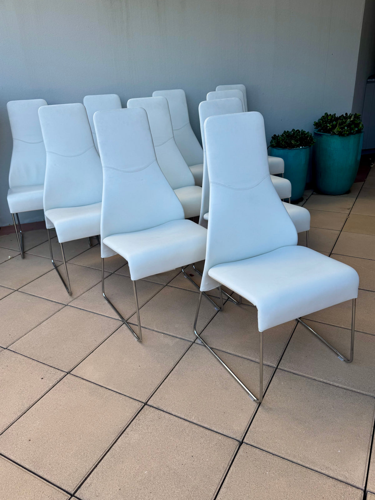 B & B Italia Patricia Urquiola High Back Lazy '05 Dining Chairs x 10 in White