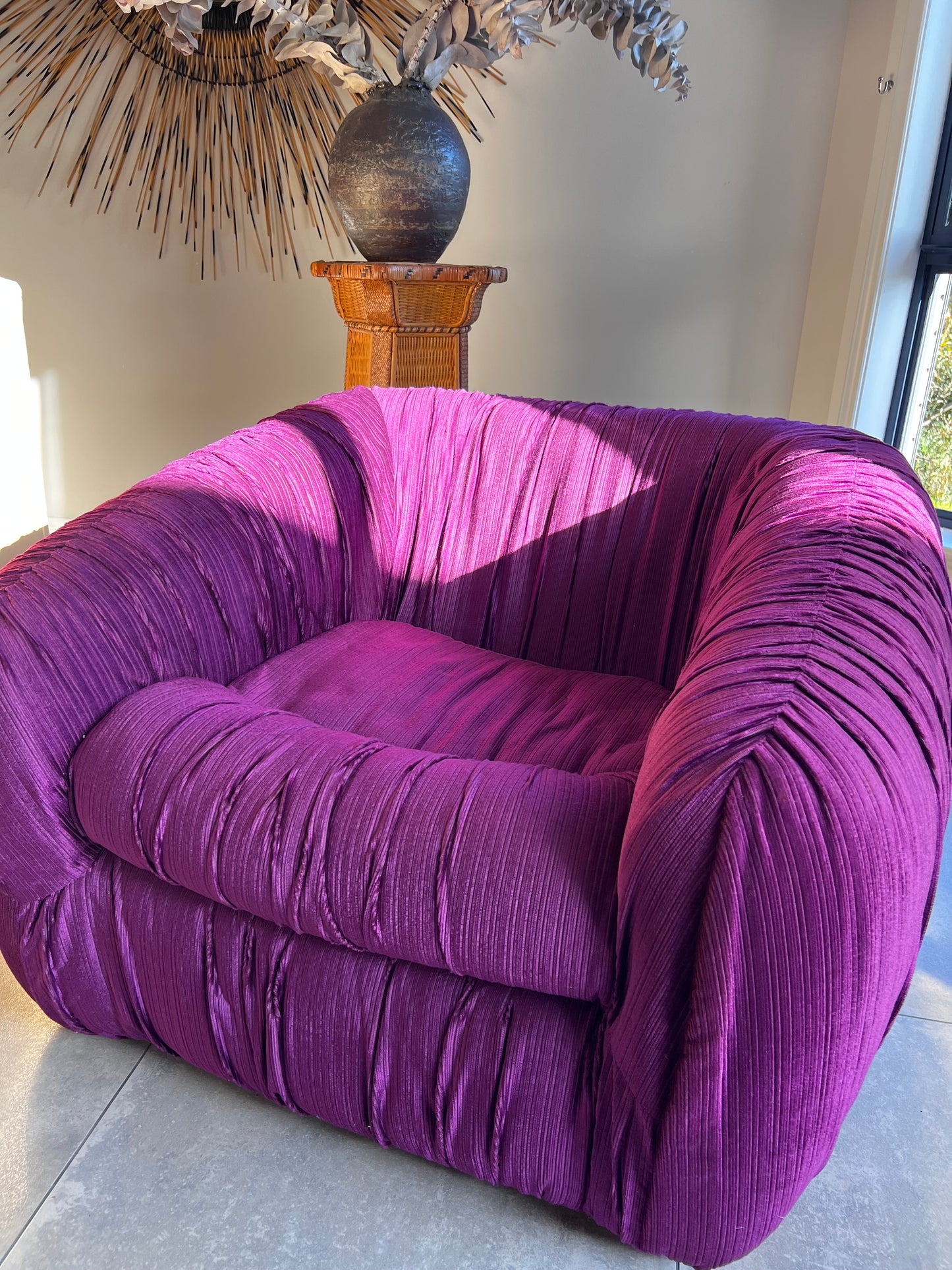 Purple Velvet  Flerbelle Armchairs and Ottomans