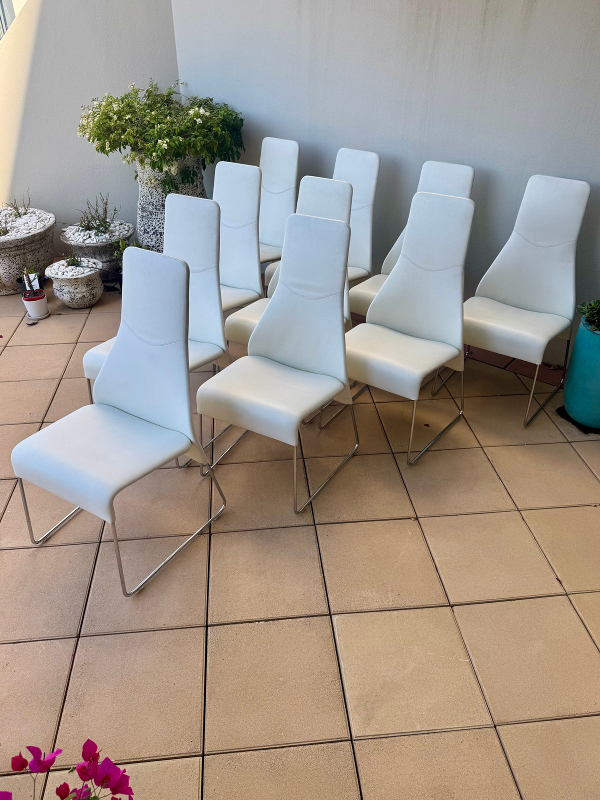 B & B Italia Patricia Urquiola High Back Lazy '05 Dining Chairs x 10 in White