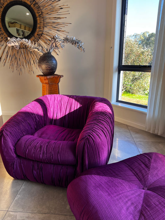 Purple Velvet  Flerbelle Armchairs and Ottomans
