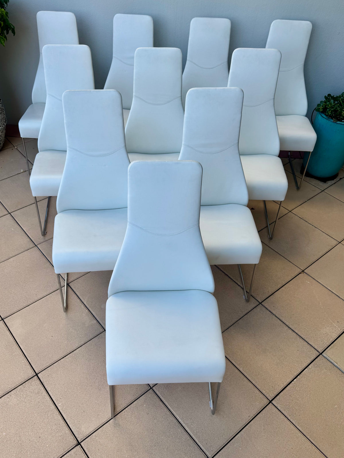B & B Italia Patricia Urquiola High Back Lazy '05 Dining Chairs x 10 in White