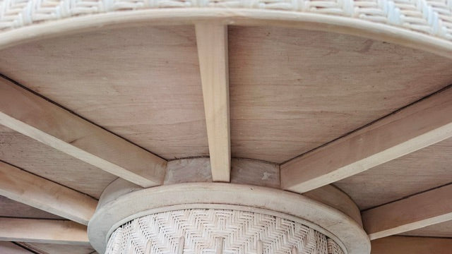 Mid Century French Bleached Rattan Table