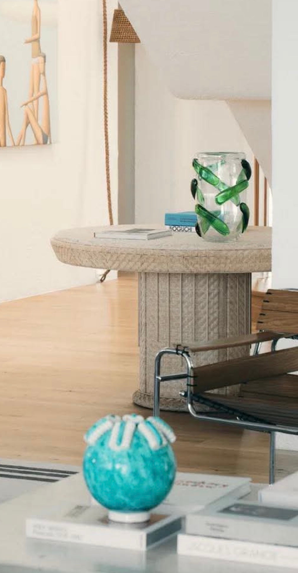 Mid Century French Bleached Rattan Table