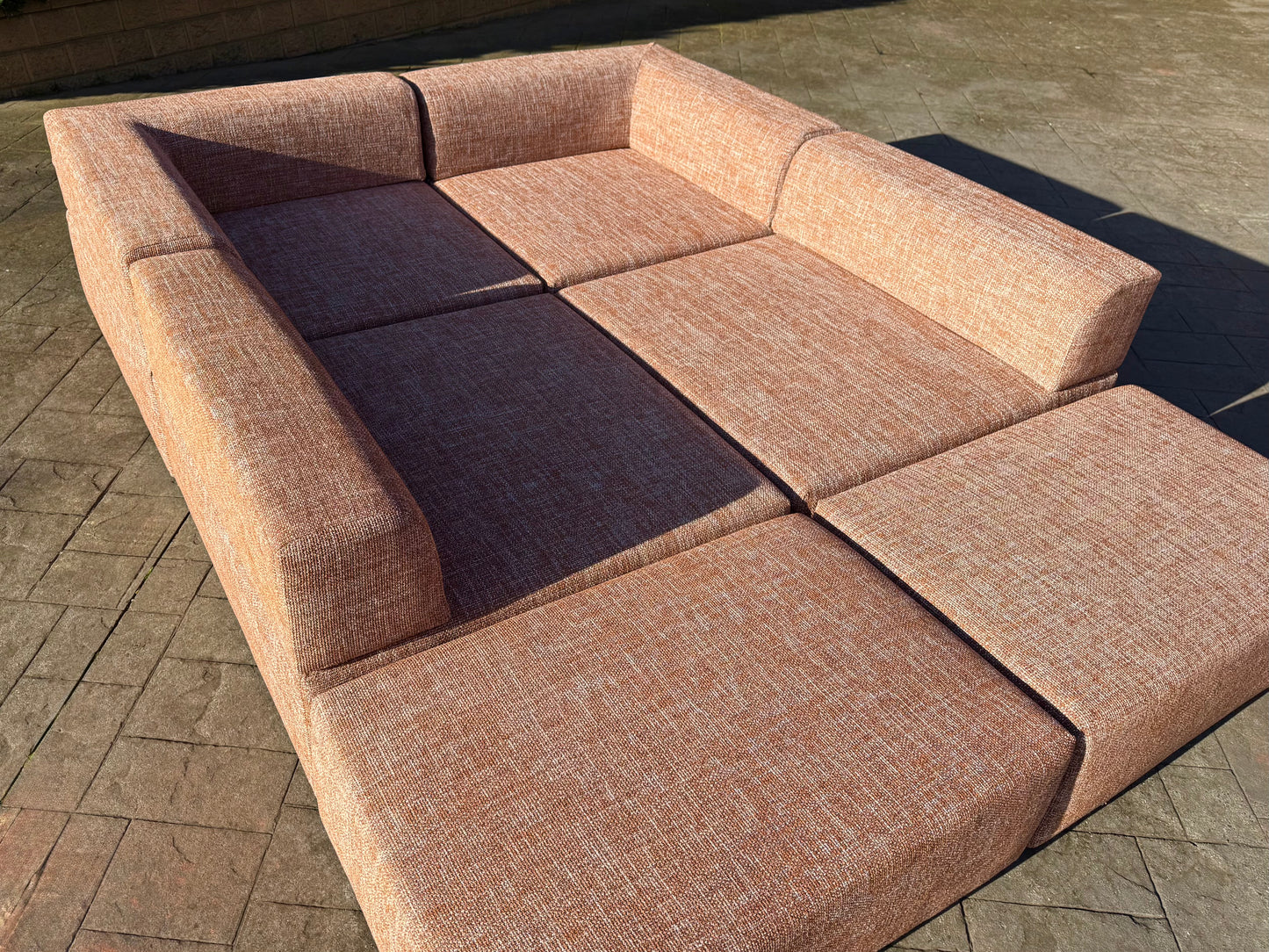 Large Terracotta Modular Sofa
