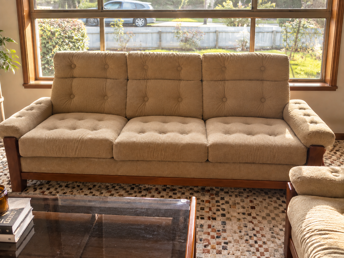 Vintage Caramel Lounge Suite — 3 Seater + Pair of Armchairs