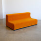 Space Age Three Seater Orange Velvet Sofa