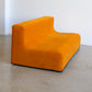 Space Age Three Seater Orange Velvet Sofa