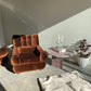 - Vintage Tufted Chocolate Velvet Armchair