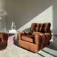 - Vintage Tufted Chocolate Velvet Armchair