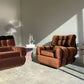 - Vintage Tufted Chocolate Velvet Armchair