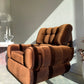 - Vintage Tufted Chocolate Velvet Armchair
